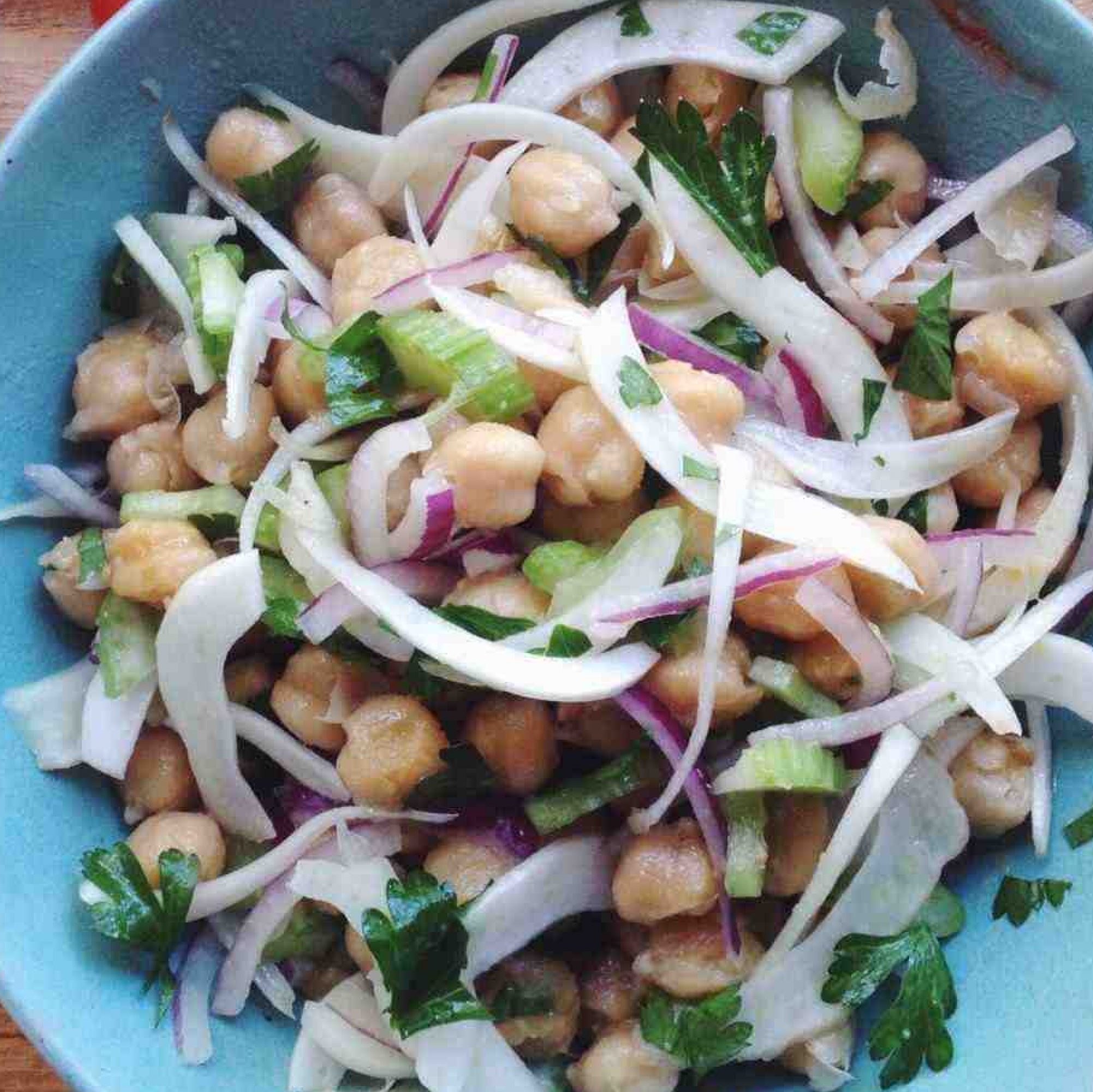 warm chickpea, fennel and parsley salad