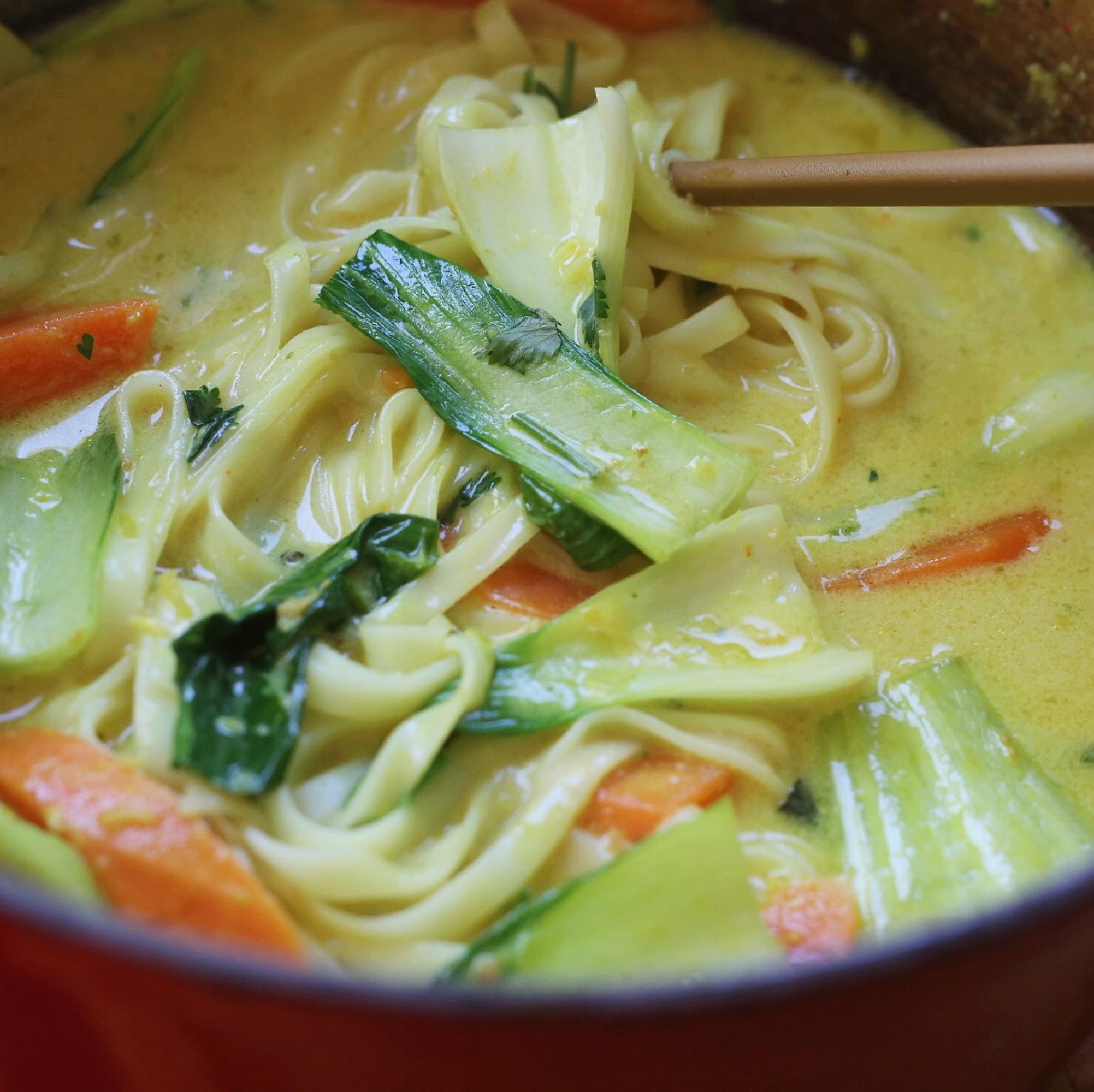 Bok Choy Sweet Potato and Coconut Noodles