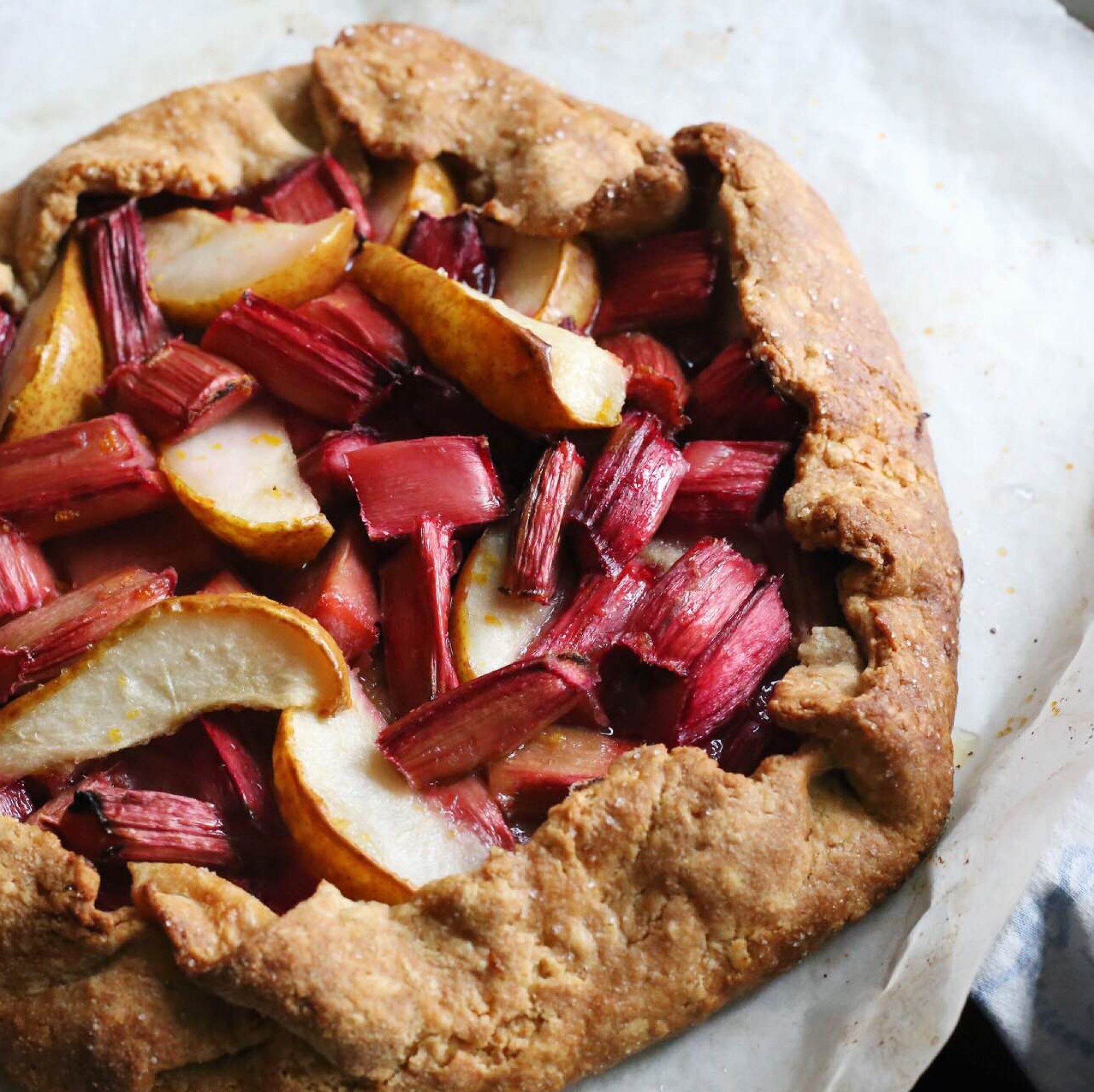 Rhubarb and pear tart