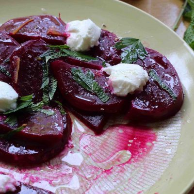 Beetroot and goats curd salad