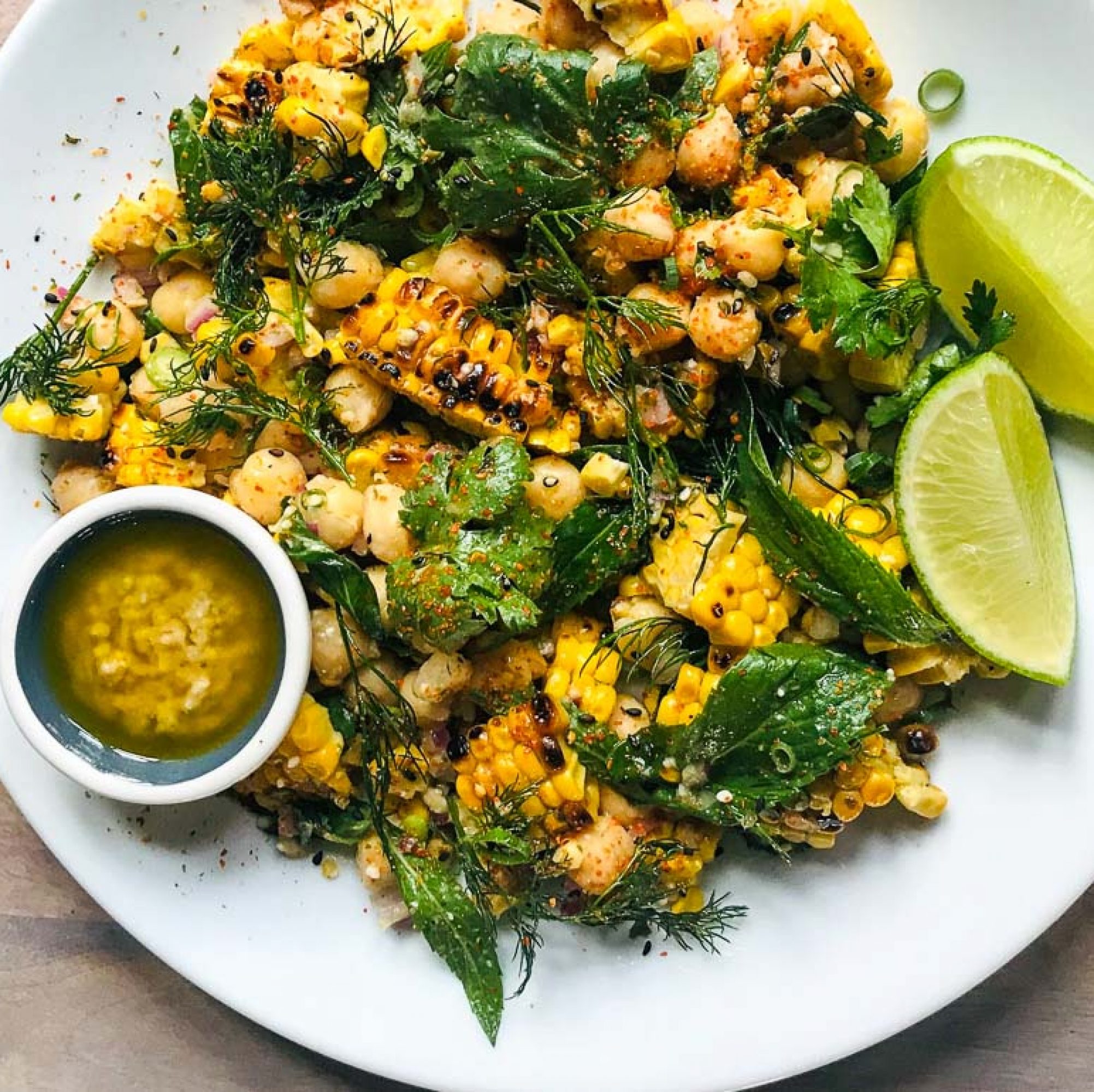 Meru Miso charred sweet corn salad