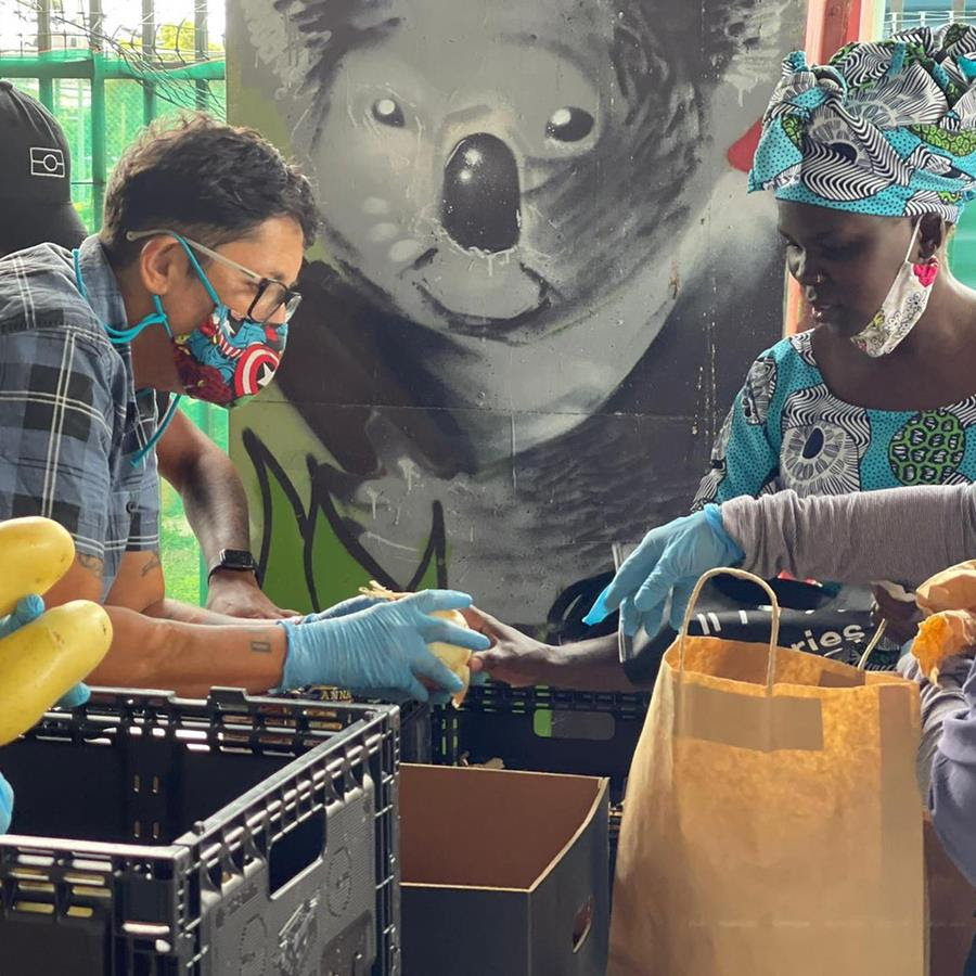 Packing Open Table food relief parcels