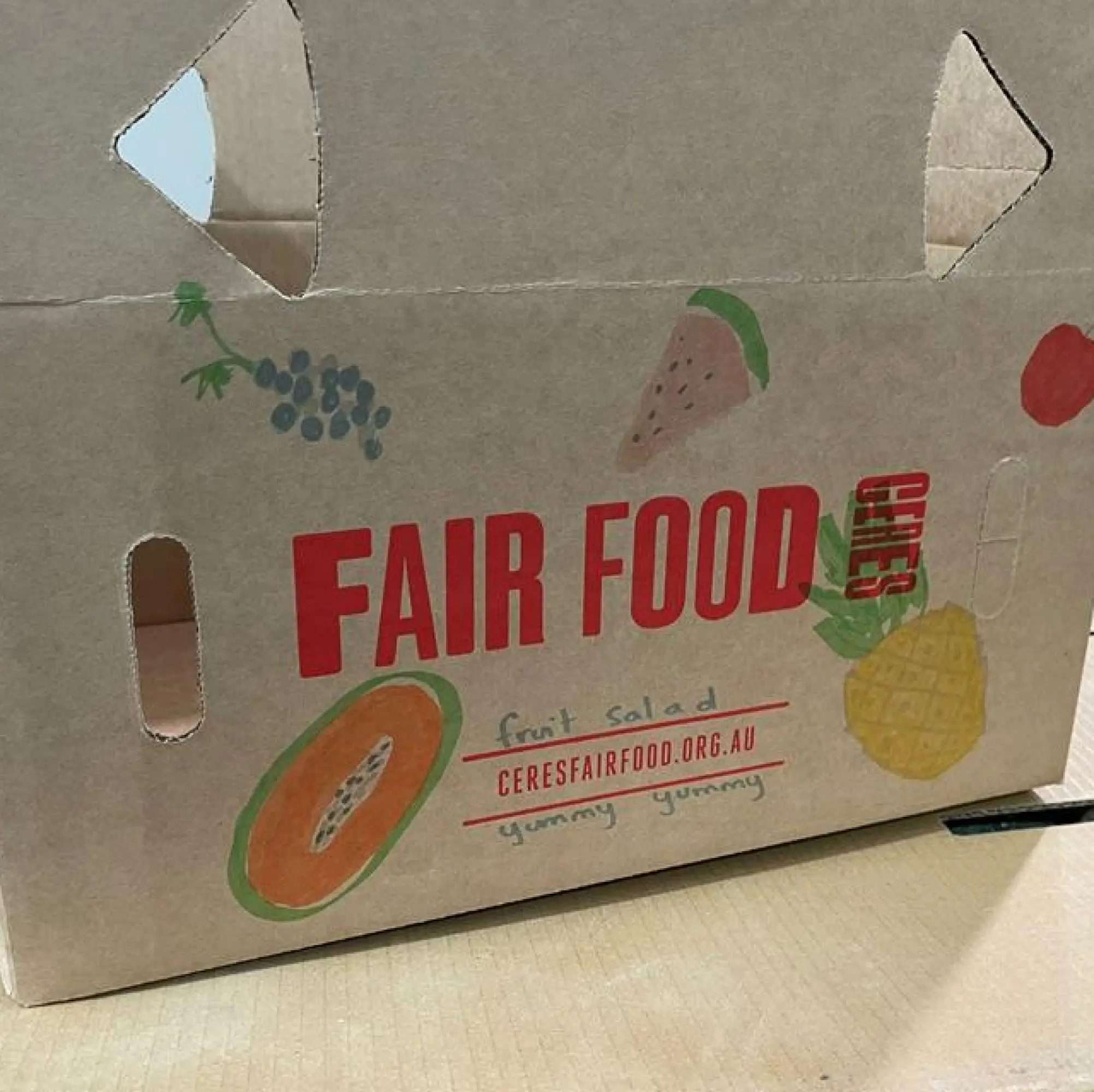 Drawing on Fair Food boxes