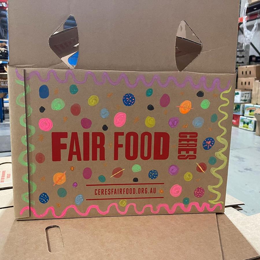 Customer-decorated boxes at CERES Fair Food