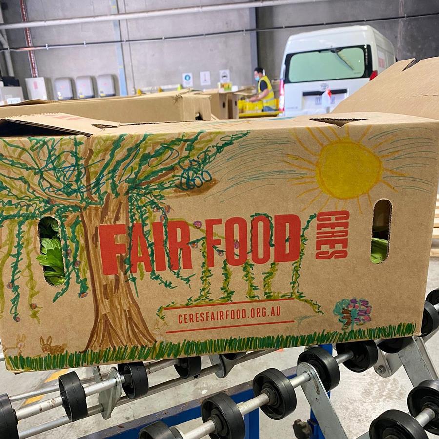 Customer-decorated boxes at CERES Fair Food