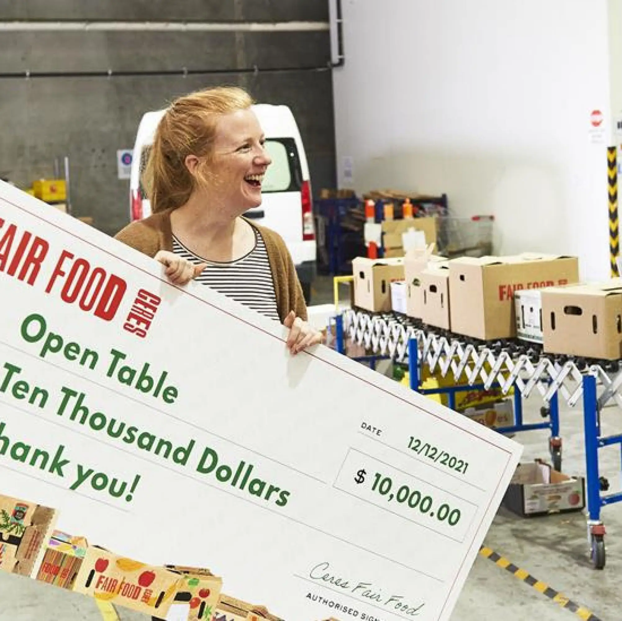 open table donation cheque