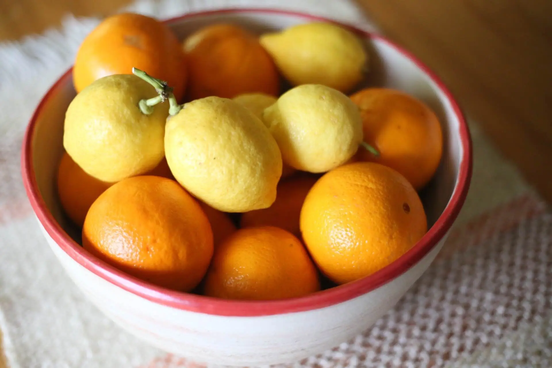 Bowl of freshly picked citrus