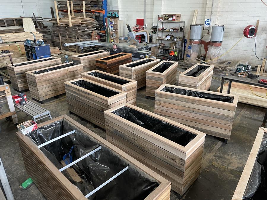 ReBoxCo timber planters at CERES Fair Wood