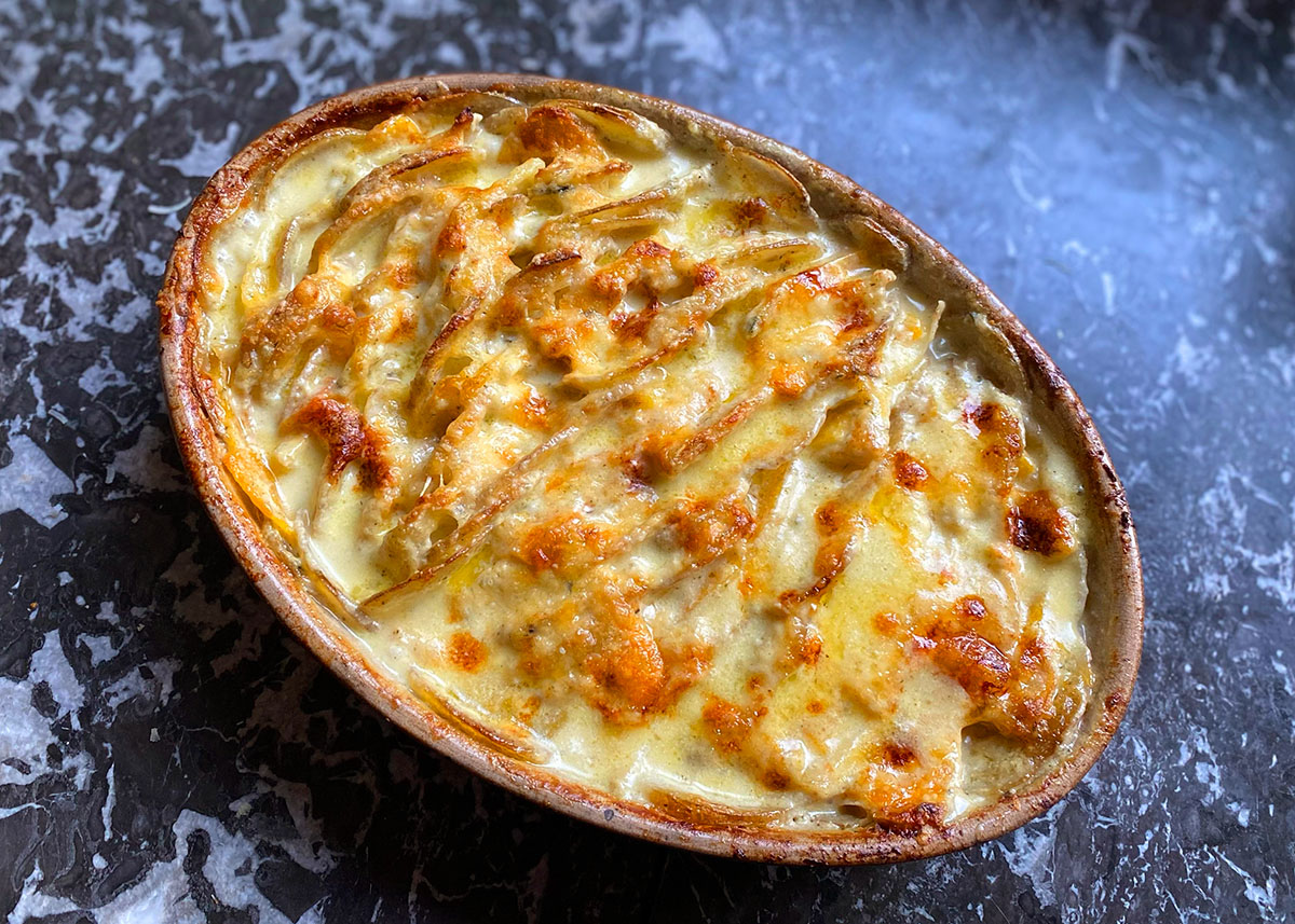 Potato, celeriac and pumpkin gratin