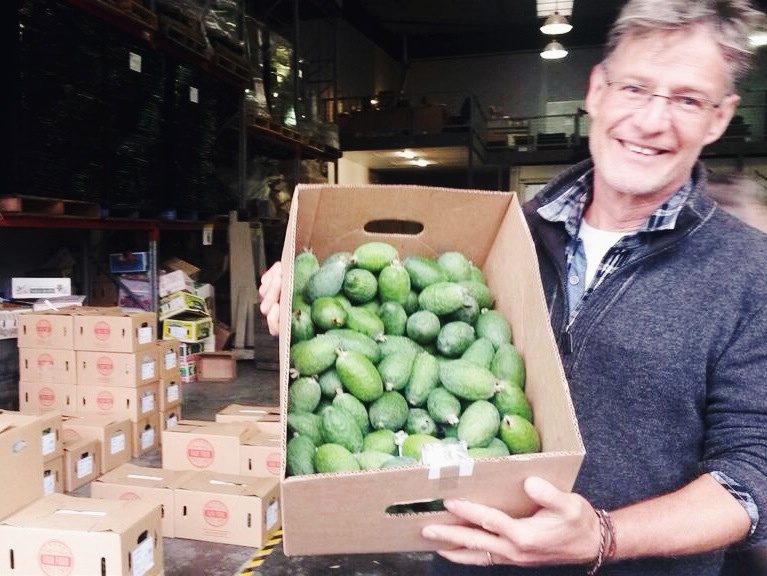 Paul Haar delivering feijoas to the old Fair Food warehouse 