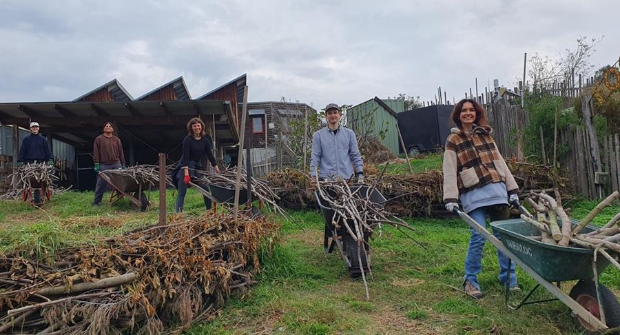CERES-composting-team-2024 - CERES Fair Food CERES site team composting and making new hugelkultur beds