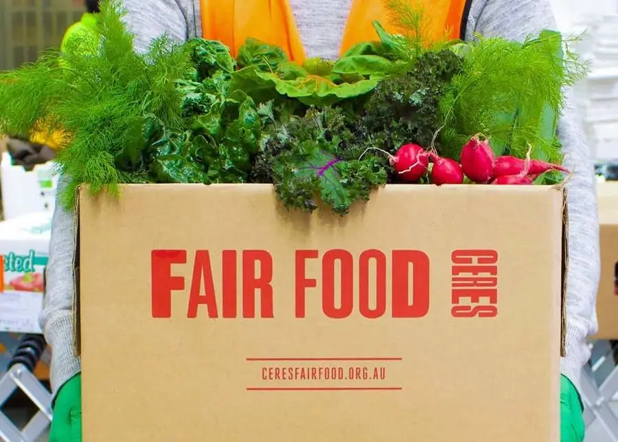 Holding a Fair Food box with greens