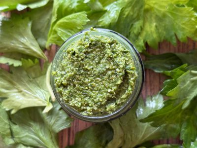 Samantha Cross-6 - CERES Fair Food - CERES Fair Food Celery leaf pesto, looking from top, by Samantha Cross