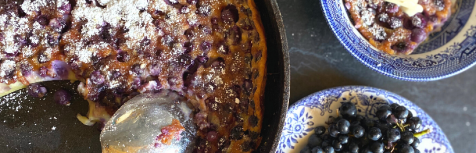 Clafoutis is a delightfully simple French dessert. It's a custardy 'flancake' dotted with the ripest of fruits and baked until golden-delish.