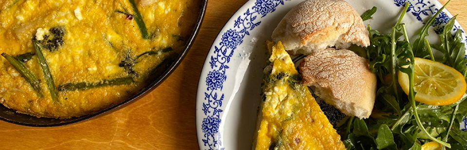 This frittata is a wee bit laborious but well worth it for the custardy texture and evenly cooked fillings. It's simple, it's scrumptious, it's spring!